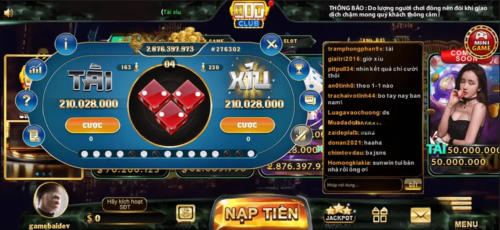 HitClub 骰宝大小游戏界面
